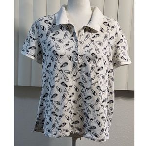 Valerie Stevens Print Polo Top Size XL